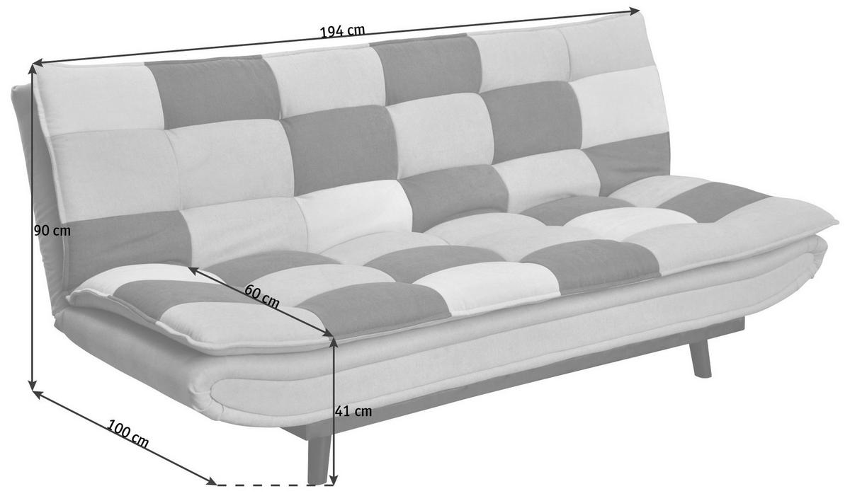 ZOFA S POSTELJNO FUNKCIJO,  svetlo siva, svetlo modra, temno siva kovina, tekstil  - svetlo modra/temno siva, Design, kovina/tekstil (194/90/100cm) - Ti'me