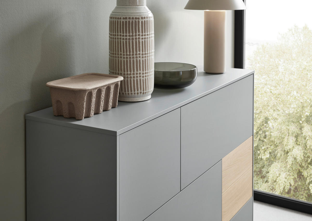HIGHBOARD  in 139/109/41 cm  - Eichefarben/Schwarz, Design, Holzwerkstoff/Kunststoff (139/109/41cm) - Voleo