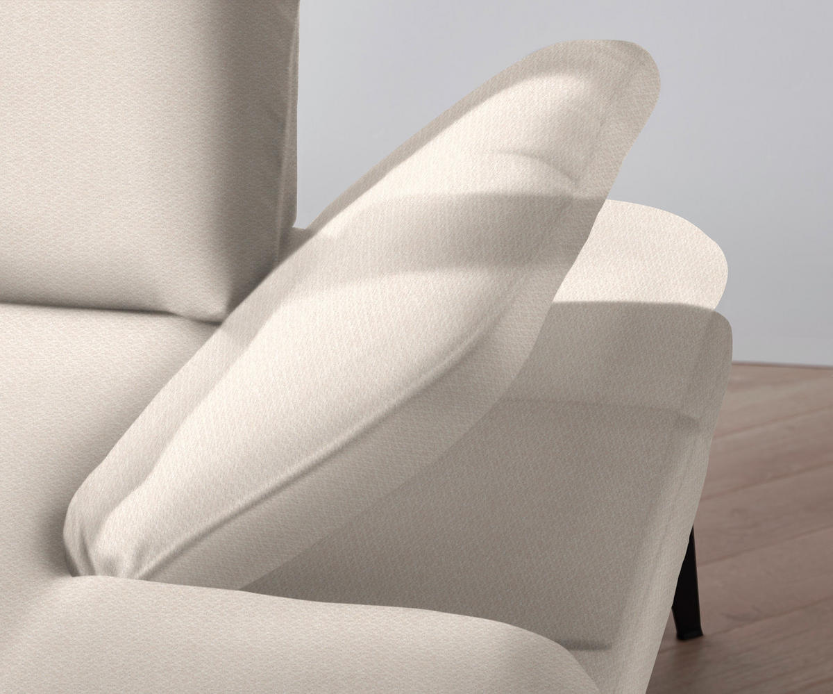 ECKSOFA in Chenille Weiss  - Weiss/Schwarz, Design, Textil/Metall (180/289cm) - Stylife