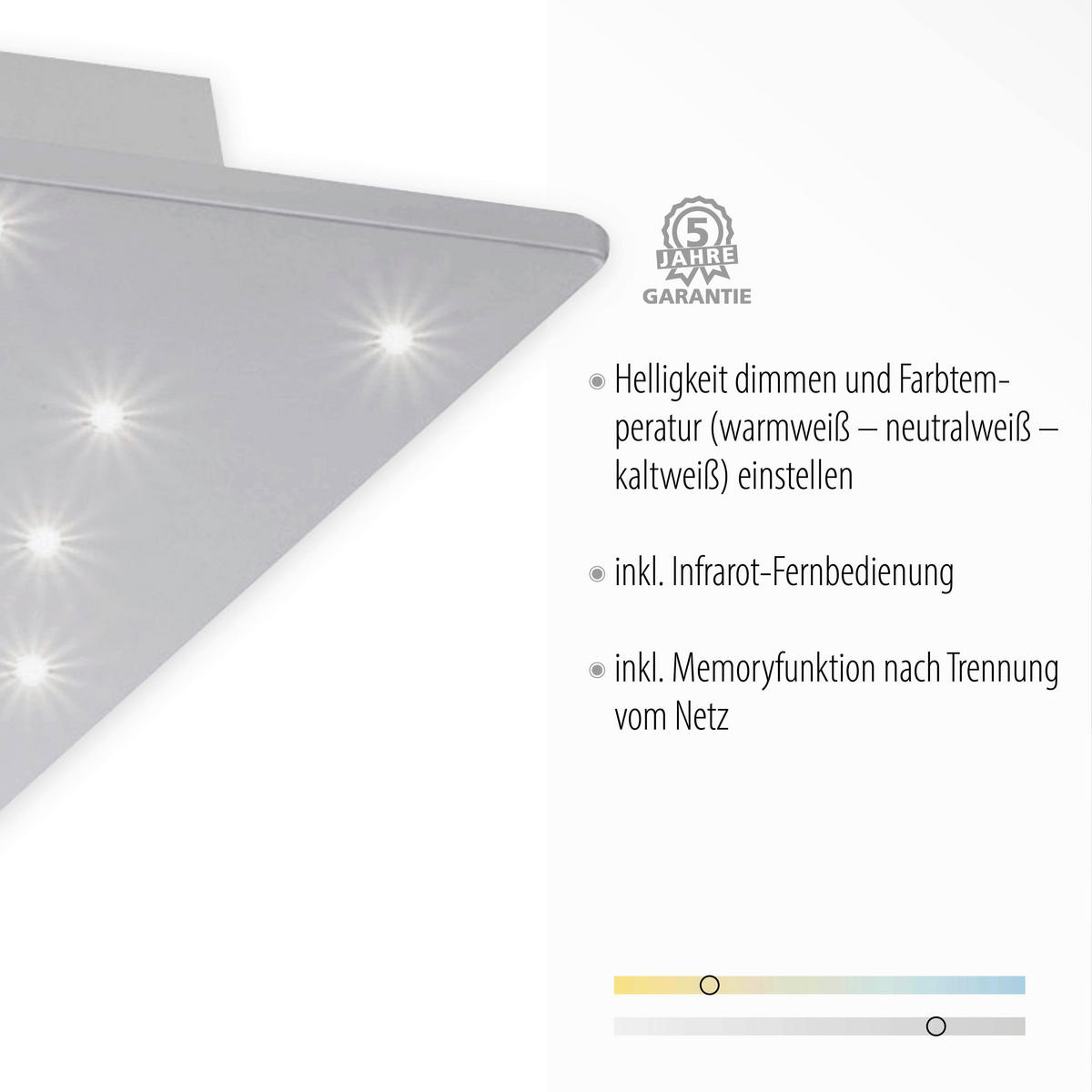 DECKENLEUCHTE 18 W    45/45/5 cm  - Silberfarben, Design, Metall (45/45/5cm)
