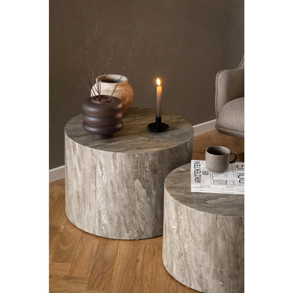 Thumbnail - Mid.you Couchtischset, Grau, Holzwerkstoff, 2-teilig, zylindrisch, 58x40x58 cm, FSC Mix, Wohnzimmer, Wohnzimmertische, S...