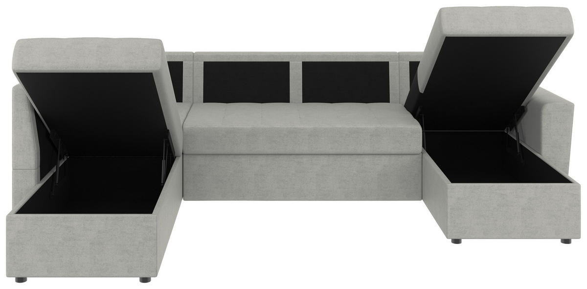 WOHNLANDSCHAFT TERMOLI Hellgrau Jacquard  - Hellgrau/Schwarz, Design, Kunststoff/Textil (212/297/155cm) - MID.YOU