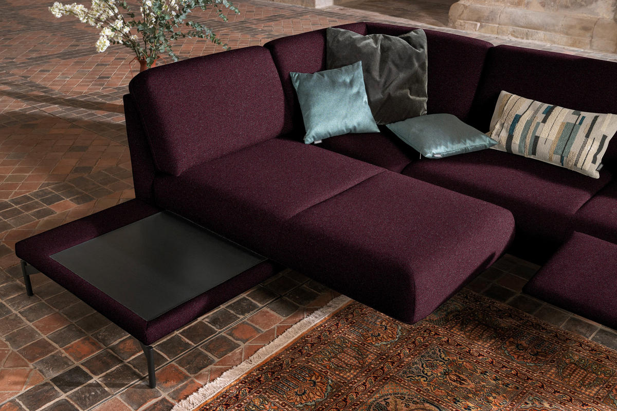 ECKSOFA in Flachgewebe, Struktur Dunkelrot  230/254 cm  - Anthrazit/Dunkelrot, Design, Textil/Metall (230/254cm) - Johann Jakob