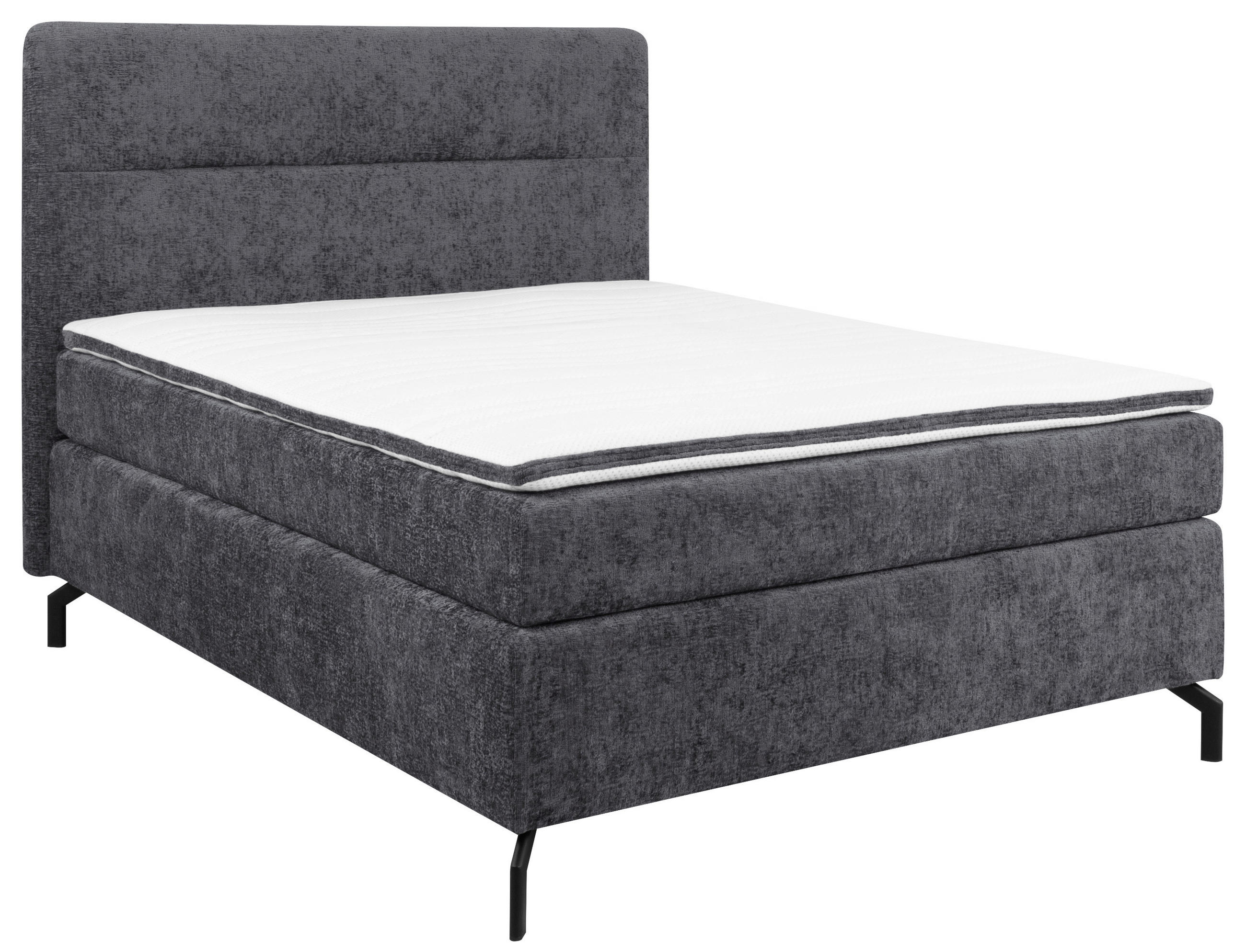 BOXSPRINGBETT 140/200 cm  in Dunkelgrau  - Dunkelgrau/Schwarz, Design, Textil/Metall (140/200cm) - Esposa
