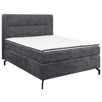 BOXSPRINGBETT 140/200 cm  in Dunkelgrau  - Dunkelgrau/Schwarz, Design, Textil/Metall (140/200cm) - Esposa