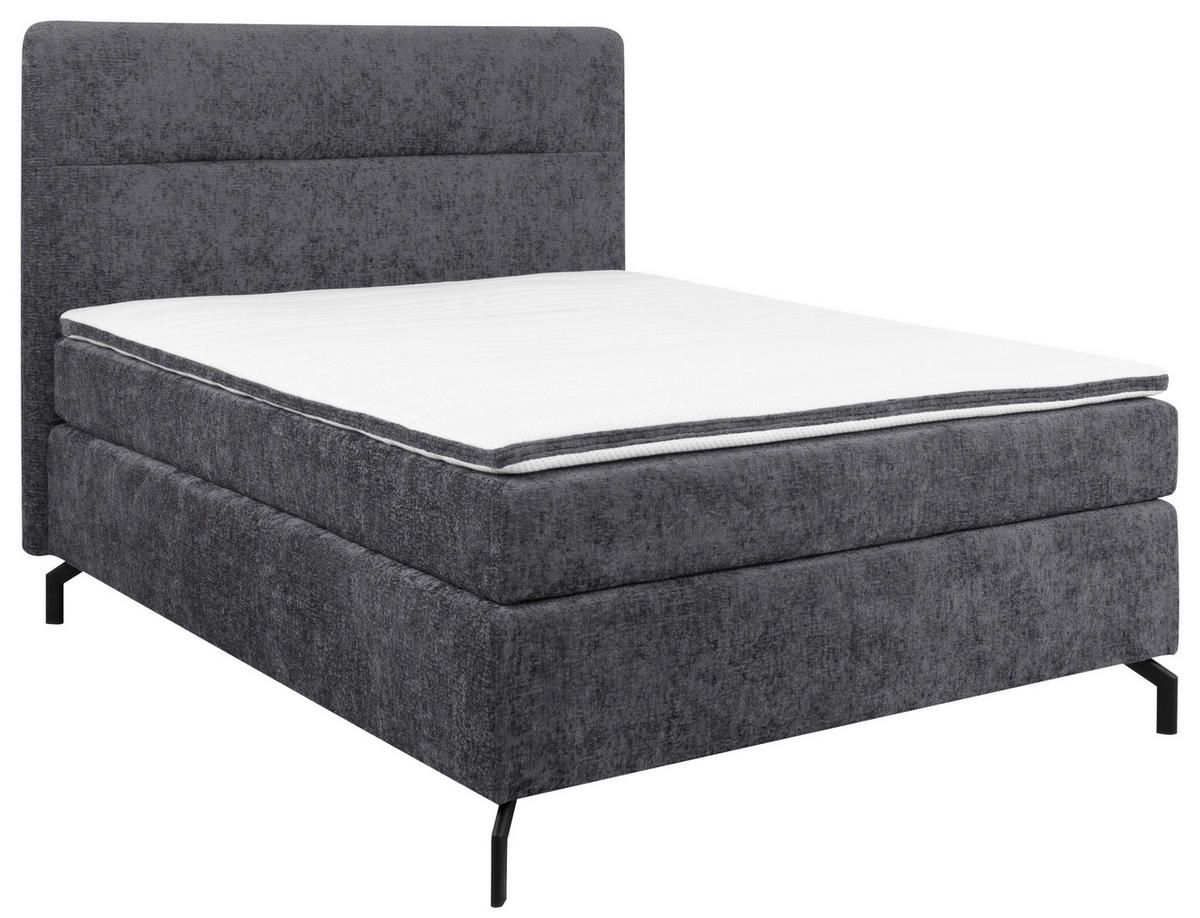 BOXSPRINGBETT 140/200 cm  in Dunkelgrau  - Dunkelgrau/Schwarz, Design, Textil/Metall (140/200cm) - Esposa