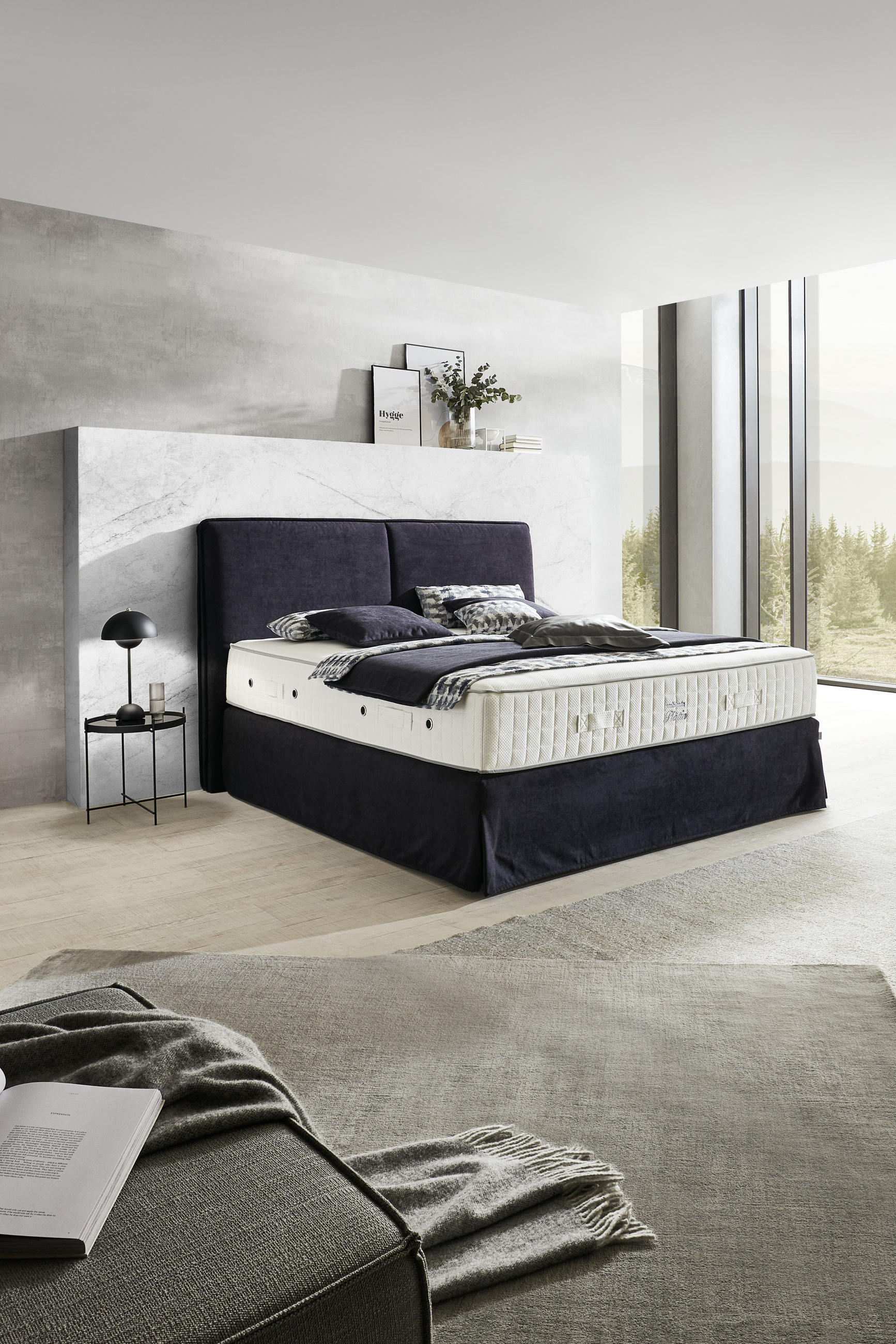 BOXSPRINGBETT 180/200 cm  in Anthrazit  - Anthrazit/Silberfarben, Konventionell, Textil/Metall (180/200cm) - Ambiente