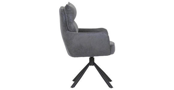 ARMLEHNSTUHL  Stoffauswahl, Sitzfläche 360° drehbar, automatische Rückholfunktion Cord  - Anthrazit/Schwarz, Design, Textil/Metall (60/95/62cm) - Novel