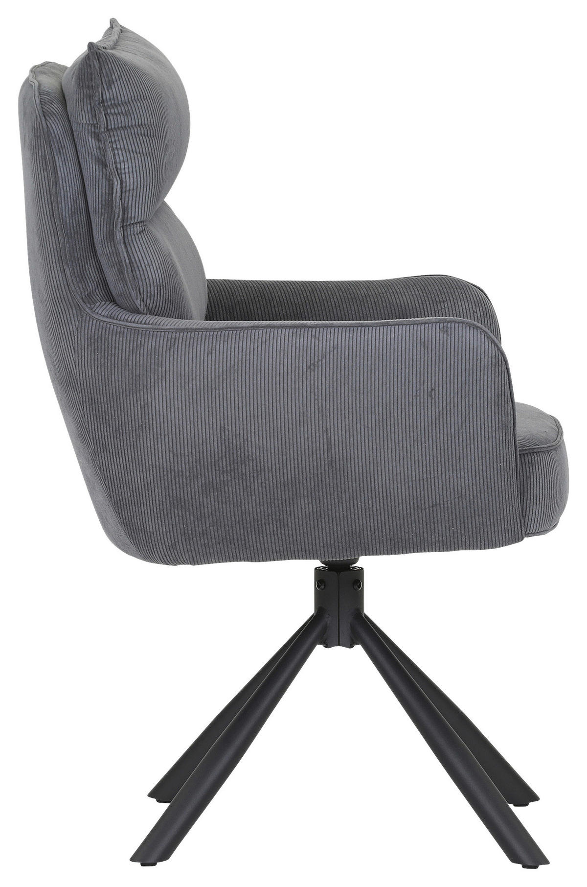 ARMLEHNSTUHL  Stoffauswahl, Sitzfläche 360° drehbar, automatische Rückholfunktion Cord  - Anthrazit/Schwarz, Design, Textil/Metall (60/95/62cm) - Novel