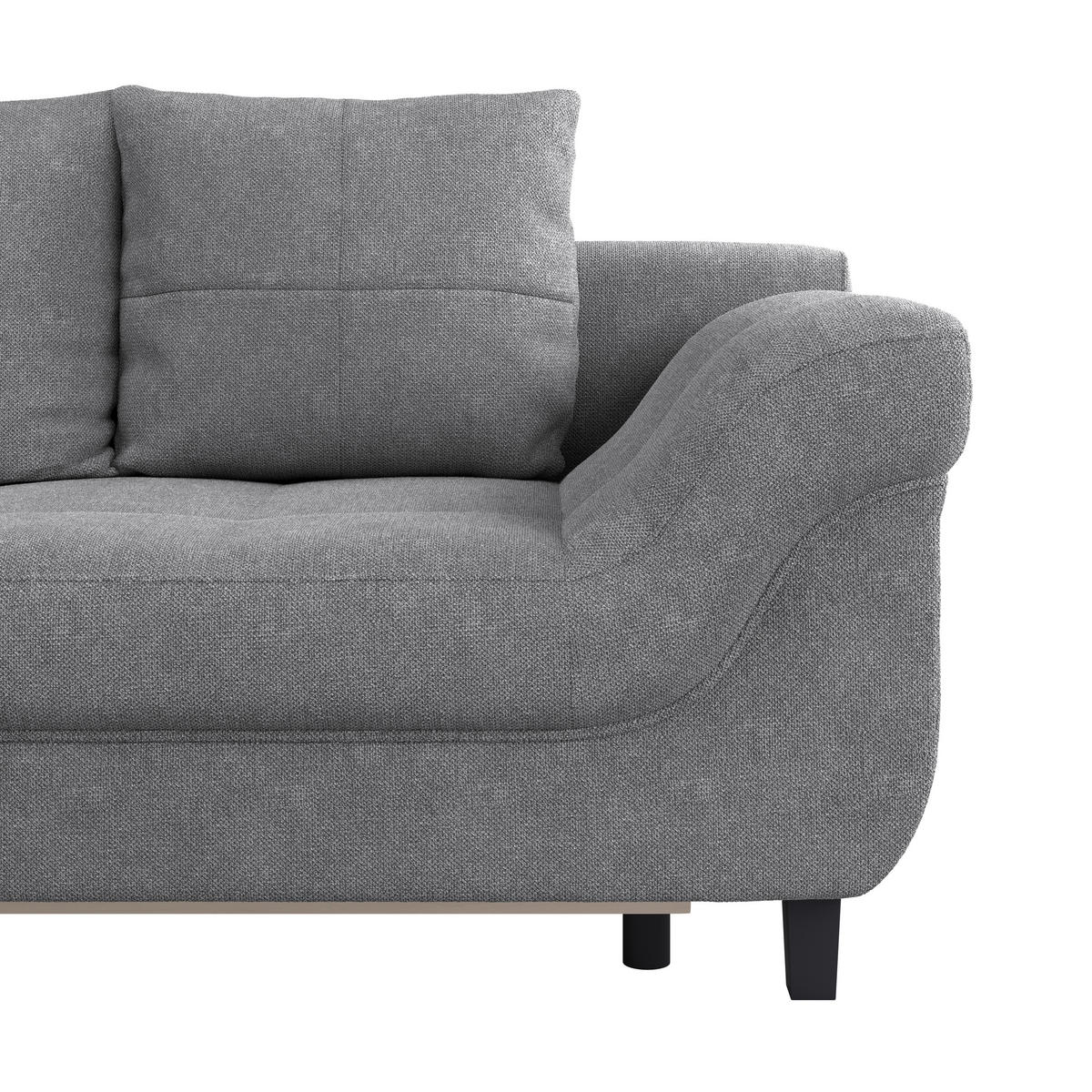 ECKSOFA Grau Webstoff  - Schwarz/Grau, Design, Holz/Textil (197/309cm) - Livetastic