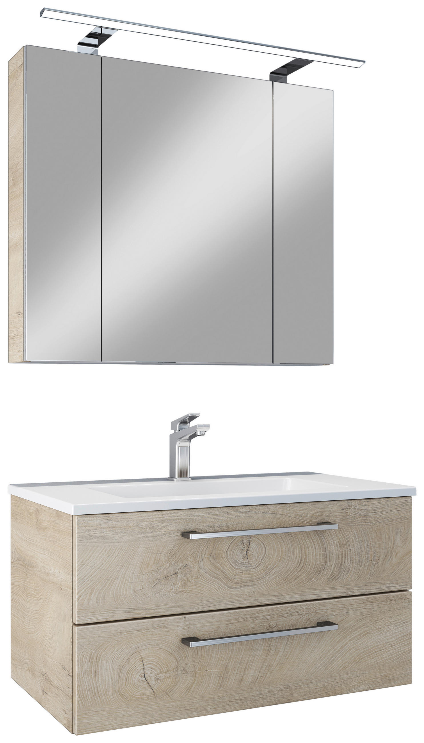 BADEZIMMER 4-teilig  in 82,2 cm  - Chromfarben/Hellbraun, Basics, Glas/Keramik (82,2cm)
