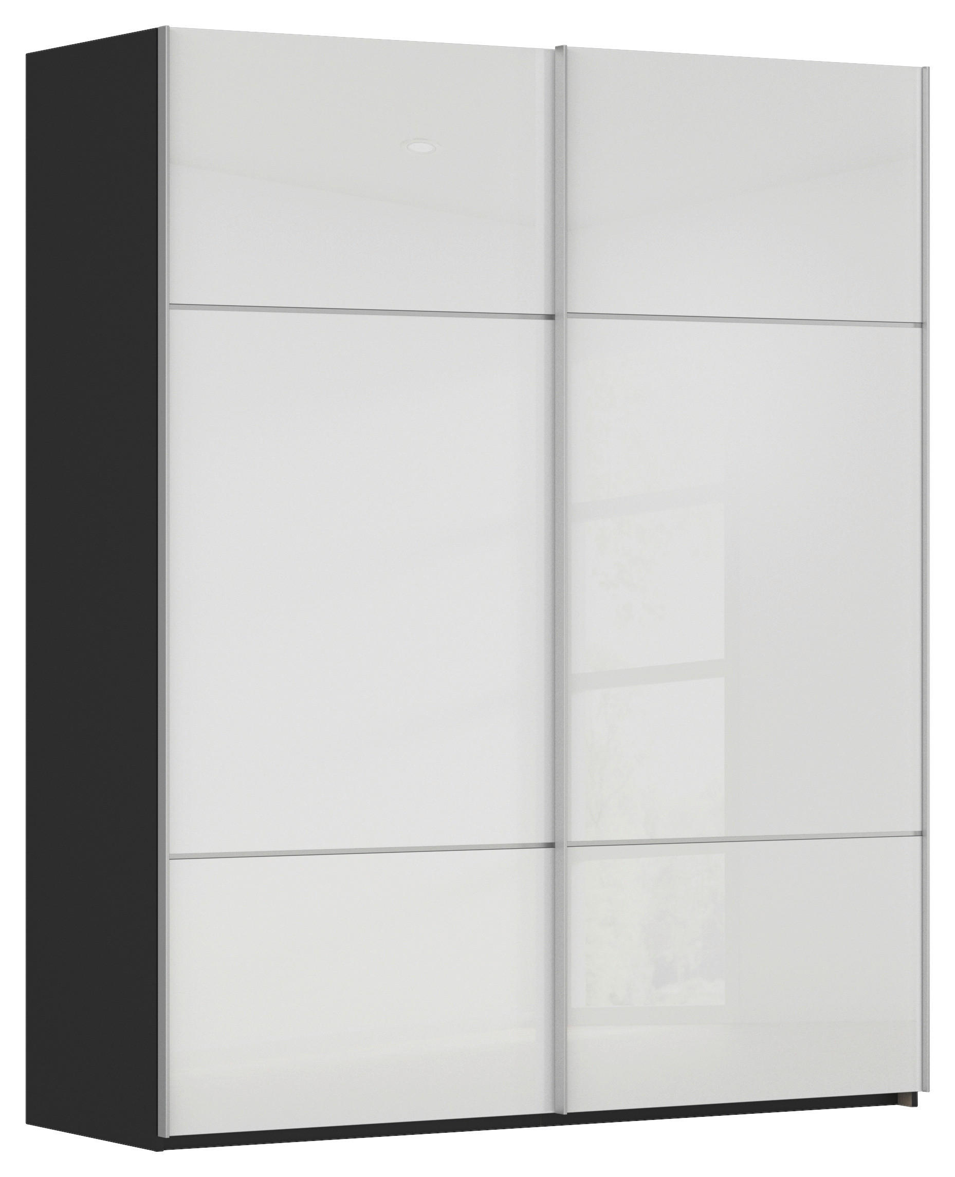SCHWEBETÜRENSCHRANK in Schwarz, Weiss  - Weiss/Alufarben, Konventionell, Glas/Holzwerkstoff (162/223/68cm) - Novel