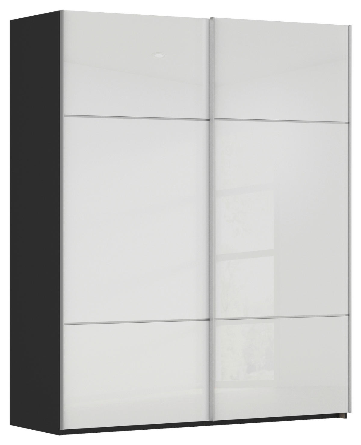SCHWEBETÜRENSCHRANK in Schwarz, Weiss  - Weiss/Alufarben, Konventionell, Glas/Holzwerkstoff (162/223/68cm) - Novel