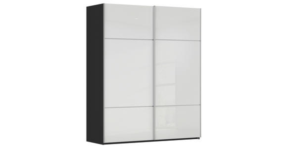 SCHWEBETÜRENSCHRANK 162/223/68 cm 2-türig Schwarz, Weiß - Alufarben/Schwarz, KONVENTIONELL, Glas/Holzwerkstoff (162/223/68cm) - Novel