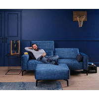 2,5-Sitzer inkl. Hocker Samt Braun  - Schwarz/Braun, Design, Textil/Metall (220/86/86-94cm) - SENSOO