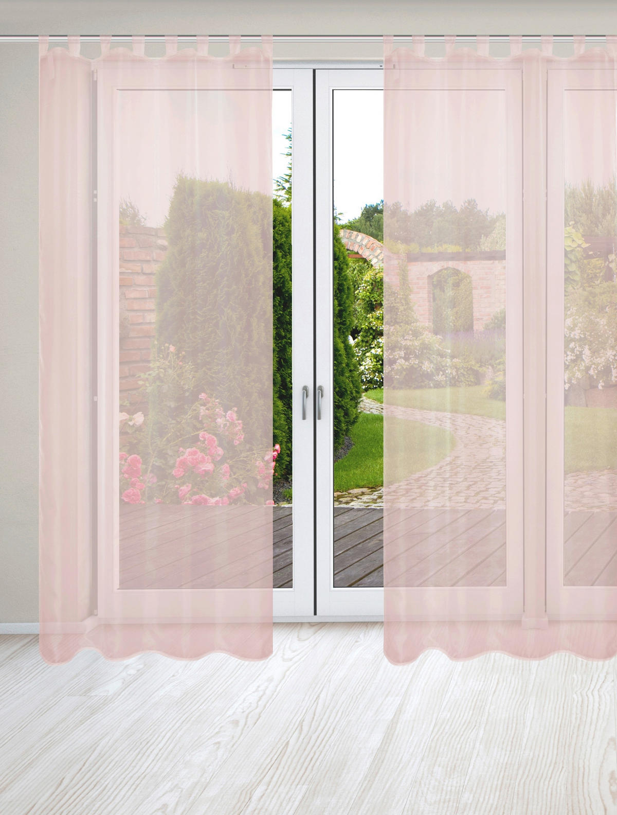 SCHLAUFENSCHAL  transparent   135/245 cm 2 Stück  - Rosa, Basics, Textil (135/245cm)