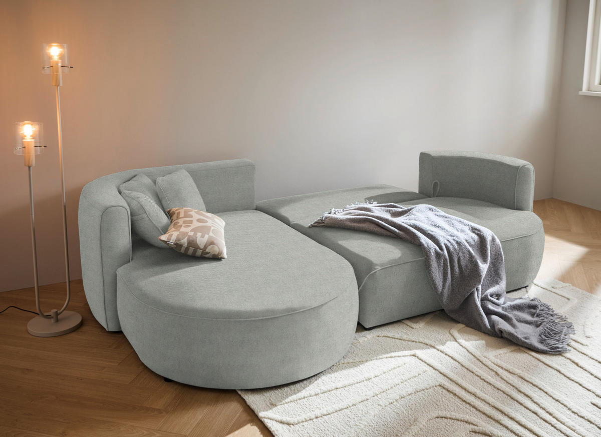ECKSOFA in Webstoff Grau  - Schwarz/Grau, Design, Kunststoff/Textil (183/284cm) - Welnova