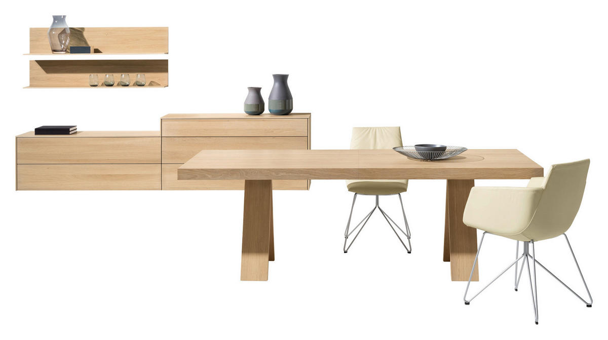 ESSTISCH in Holz 250-350/100/75 cm  - Eiche Bianco, Natur, Holz (250-350/100/75cm) - TEAM 7