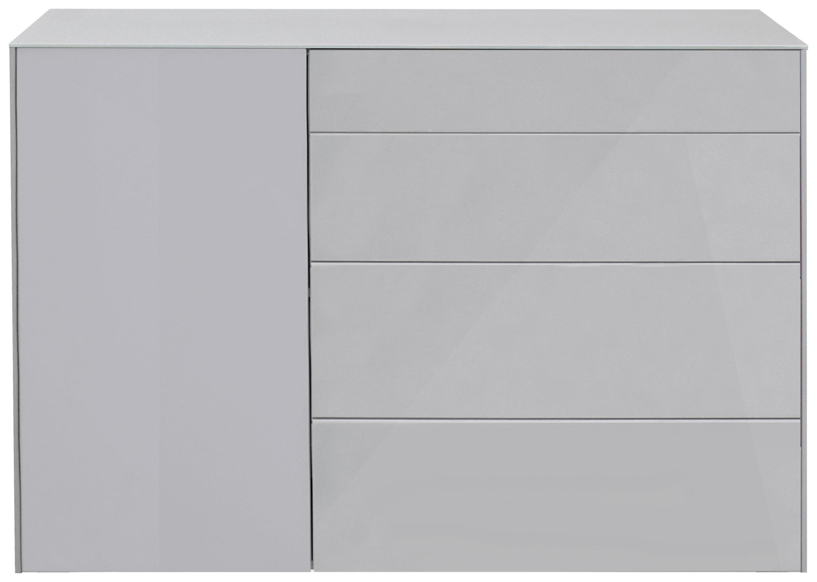 SIDEBOARD Imola in 131/89/42 cm - Hellgrau/Schwarz, Design, Glas/Holzwerkstoff (131/89/42cm) - Novel