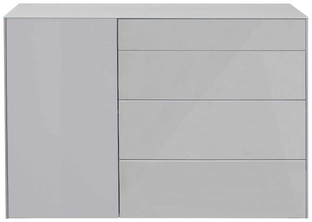 SIDEBOARD Imola  in 131/89/42 cm  - Hellgrau/Schwarz, Design, Glas/Holzwerkstoff (131/89/42cm) - Novel