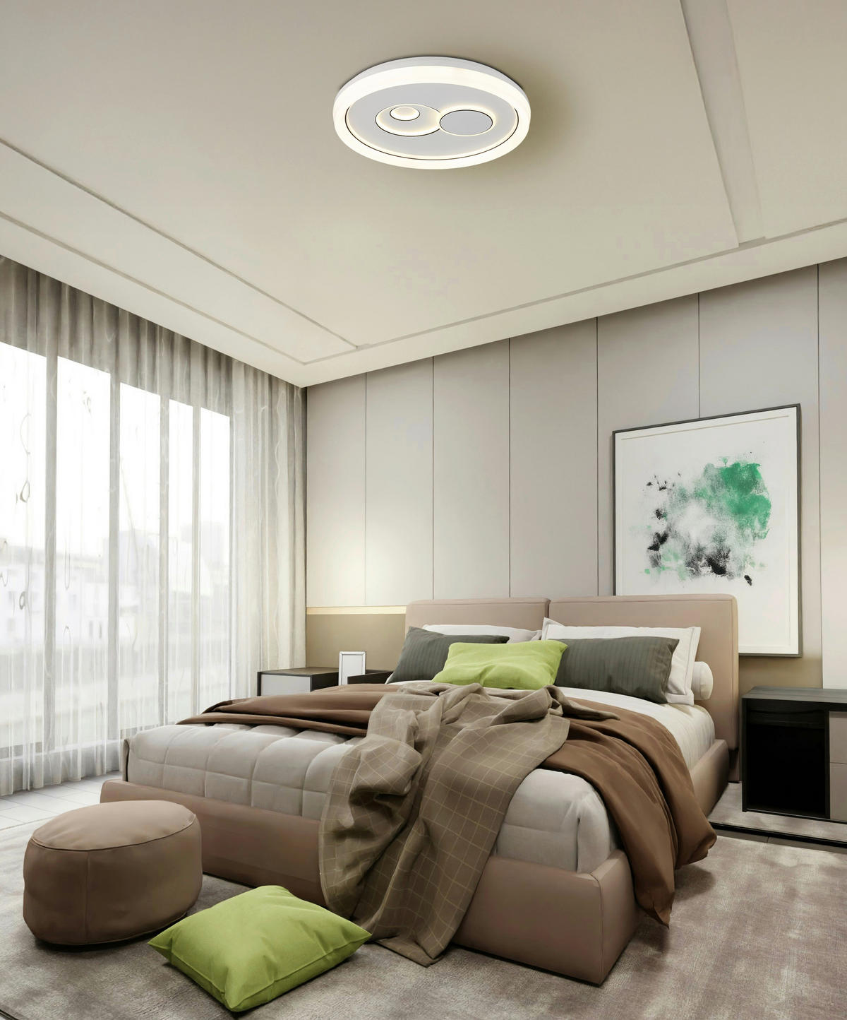 LED-DECKENLEUCHTE 49/7 cm   - Opal/Schwarz, Basics, Kunststoff/Metall (49/7cm) - Globo