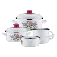 KOCHTOPFSET HORTENSIE 4-teilig  - Weiß, Basics, Metall - GSW