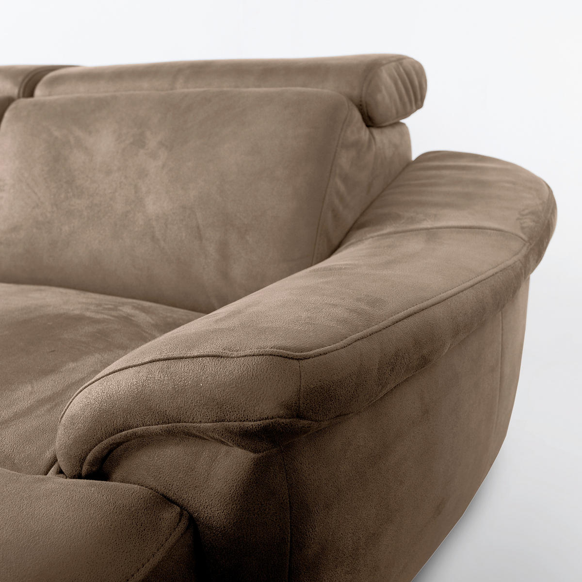 WOHNLANDSCHAFT Mikrofaser Braun  - Naturfarben/Braun, Design, Holz/Textil (273/347/238cm) - Livetastic