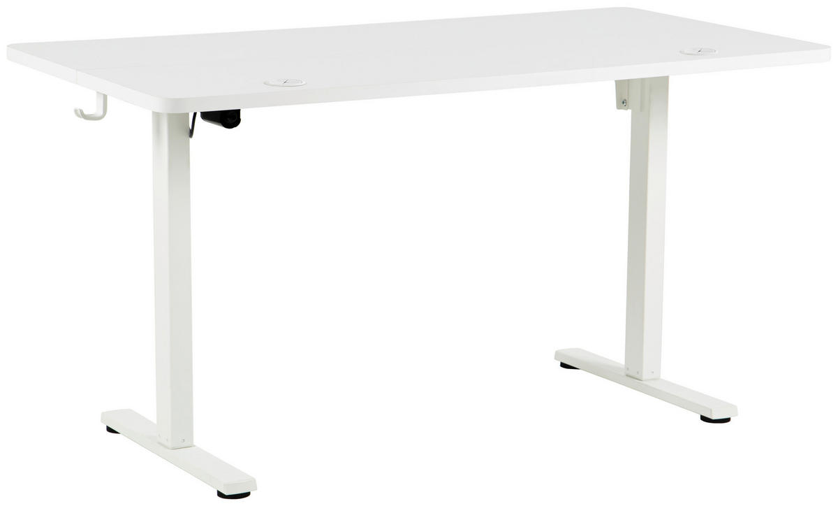SCHREIBTISCH 140/70/72/118 cm Weiss höhenverstellbar elektrisch höhenverstellbar  - Weiss, Modern, Holzwerkstoff/Metall (140/70/72/118cm) - Livetastic