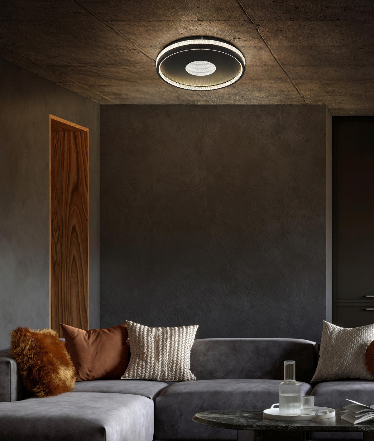LED-DECKENLEUCHTE SHIRLEY 41/6.5 cm   - Klar/Schwarz, Design, Kunststoff/Metall (41/6.5cm) - Globo