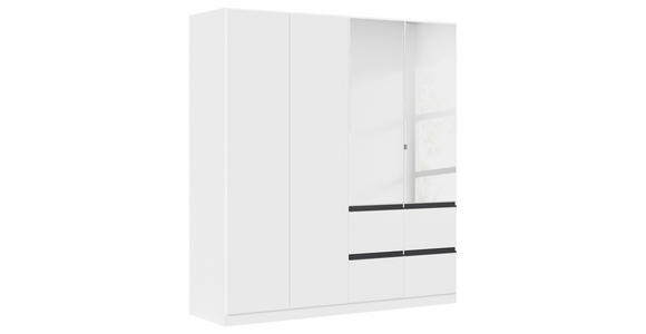 KLEIDERSCHRANK 4-türig Weiß, Dunkelgrau - Dunkelgrau/Silberfarben, Trend, Holzwerkstoff/Kunststoff (181/197cm) - Xora