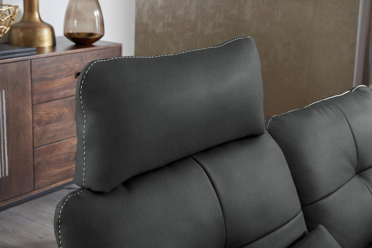 SAROKKANAPÉ bőr antracit  - bronz/antracit, Design, bőr/fém (298/298cm) - Chilliano