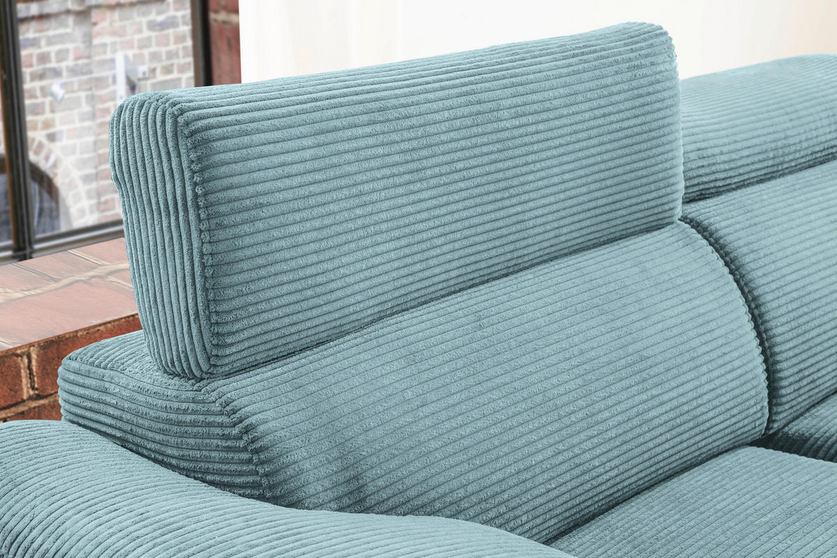 ECKSOFA in Cord Hellblau  - Schwarz/Hellblau, Design, Holz/Textil (270/174cm) - Pure Home Lifestyle