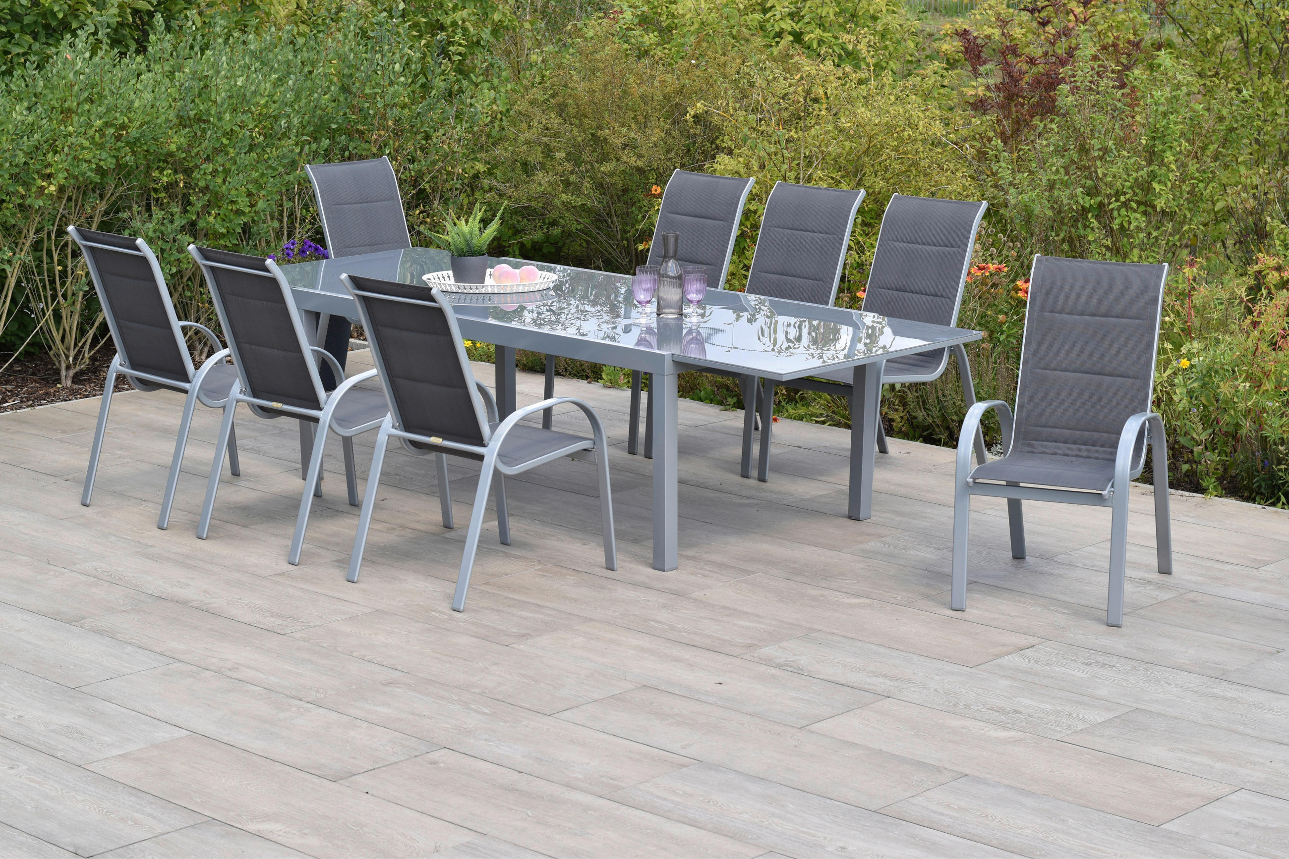 GARTENSET Aluminium  - Anthrazit/Silberfarben, MODERN, Textil/Metall - Gardenson