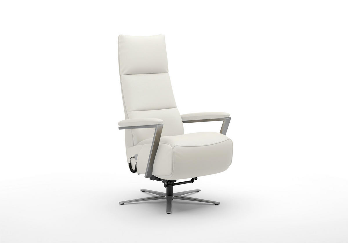 RELAXSESSEL Leder Weiss  - Weiss/Silberfarben, Basics, Leder/Metall (70/126/85cm) - Sit & More