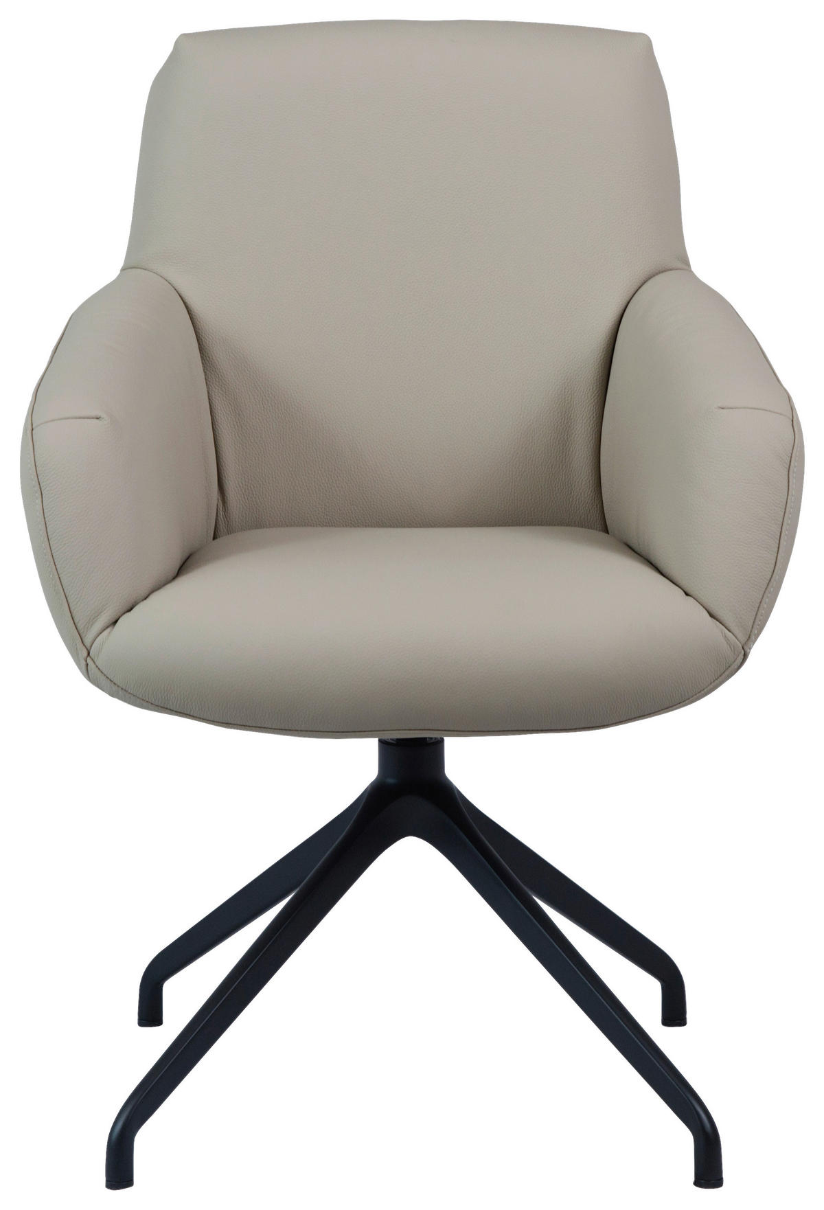ARMLEHNSTUHL  Sitzfläche 360° drehbar, automatische Rückholfunktion  Echtleder  Schwarz, Beige  - Beige/Schwarz, Design, Leder/Metall (65/93/69cm) - Cassando