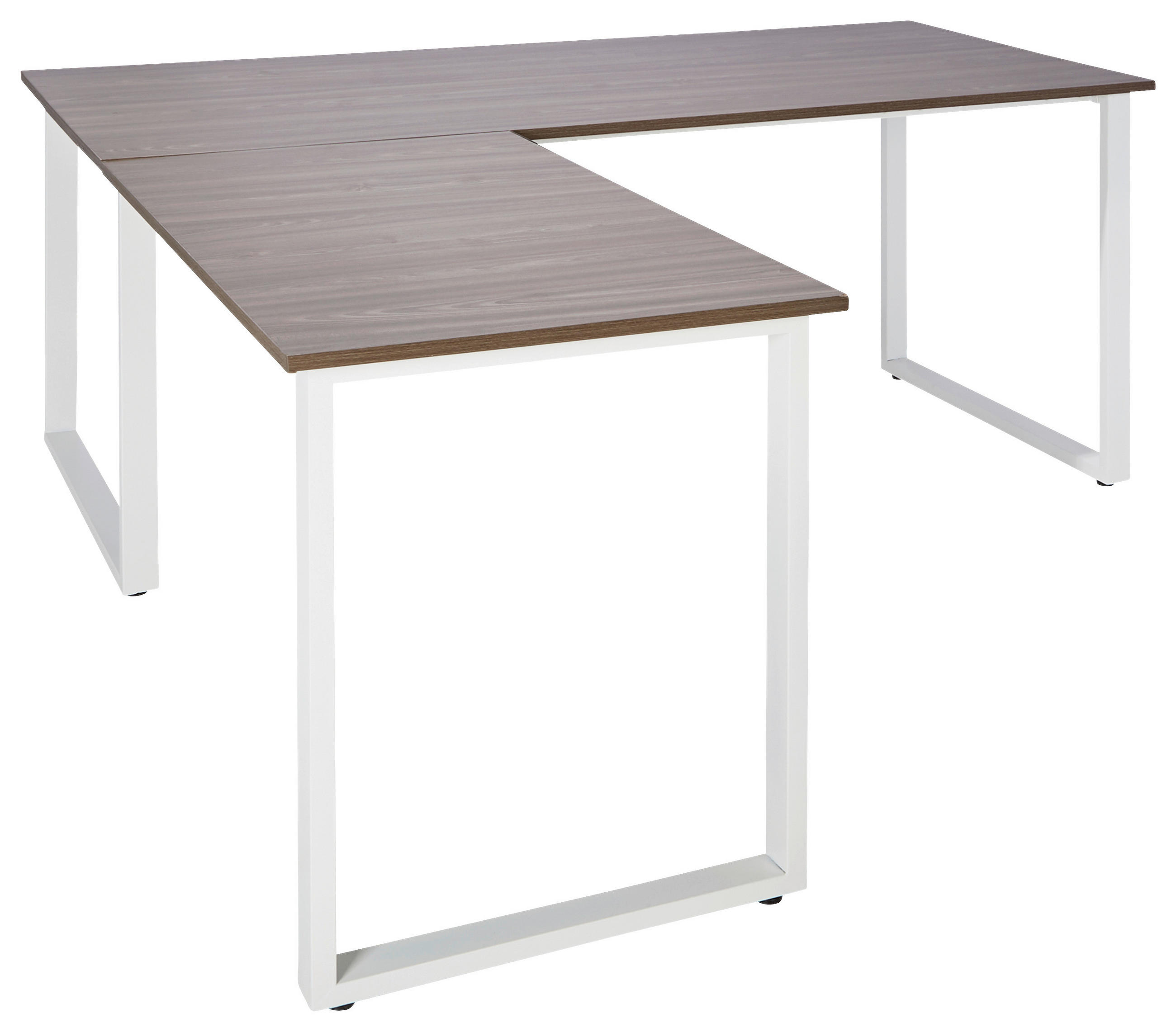 HÖRNSKRIVBORD 180/180/75,5 cm  in grå, vit  - vit/grå, Basics, metall/trämaterial (180/180/75,5cm) - MID.YOU