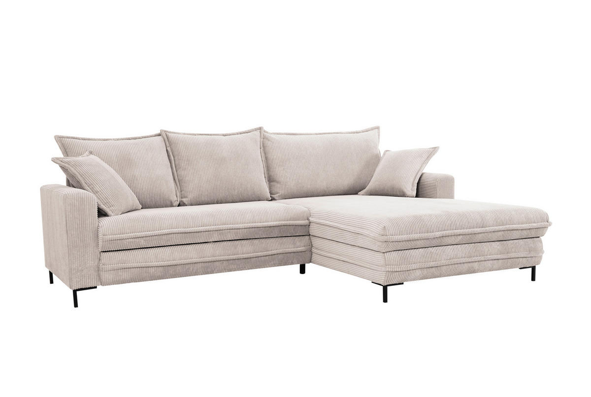 ECKSOFA Creme  - Hellgrau/Creme, Design, Textil/Metall (272/174cm) - MID.YOU