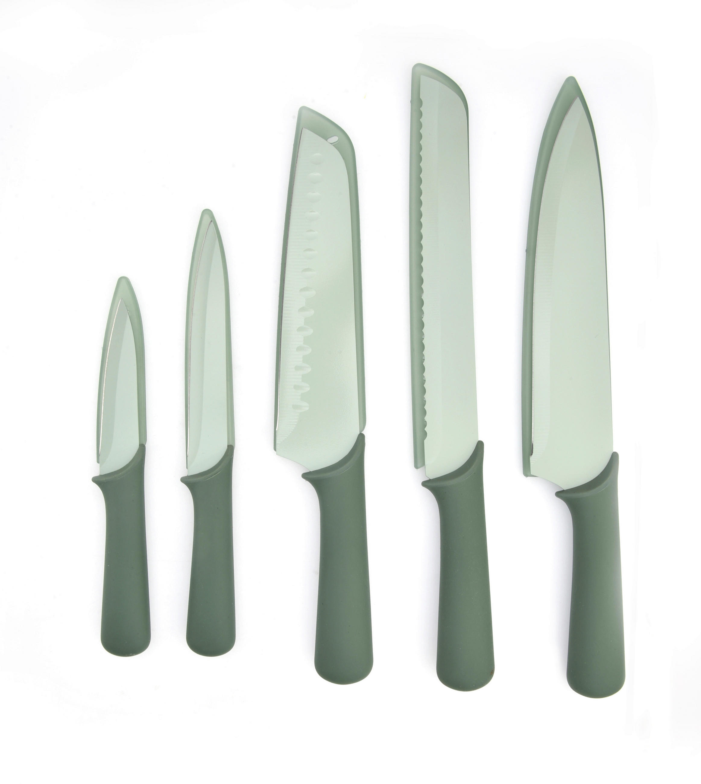 SET NOŽEVA      5 delova  - mintzelena/petrolej plava, Osnovno, metal/plastika - Homeware Profession.