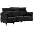 TRAPEZSOFA in Echtleder Anthrazit  - Anthrazit/Schwarz, KONVENTIONELL, Leder/Metall (221/103/95cm) - Dieter Knoll