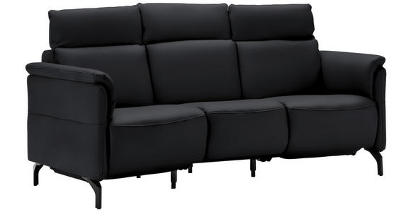 TRAPEZSOFA in Echtleder Anthrazit  - Anthrazit/Schwarz, KONVENTIONELL, Leder/Metall (221/103/95cm) - Dieter Knoll