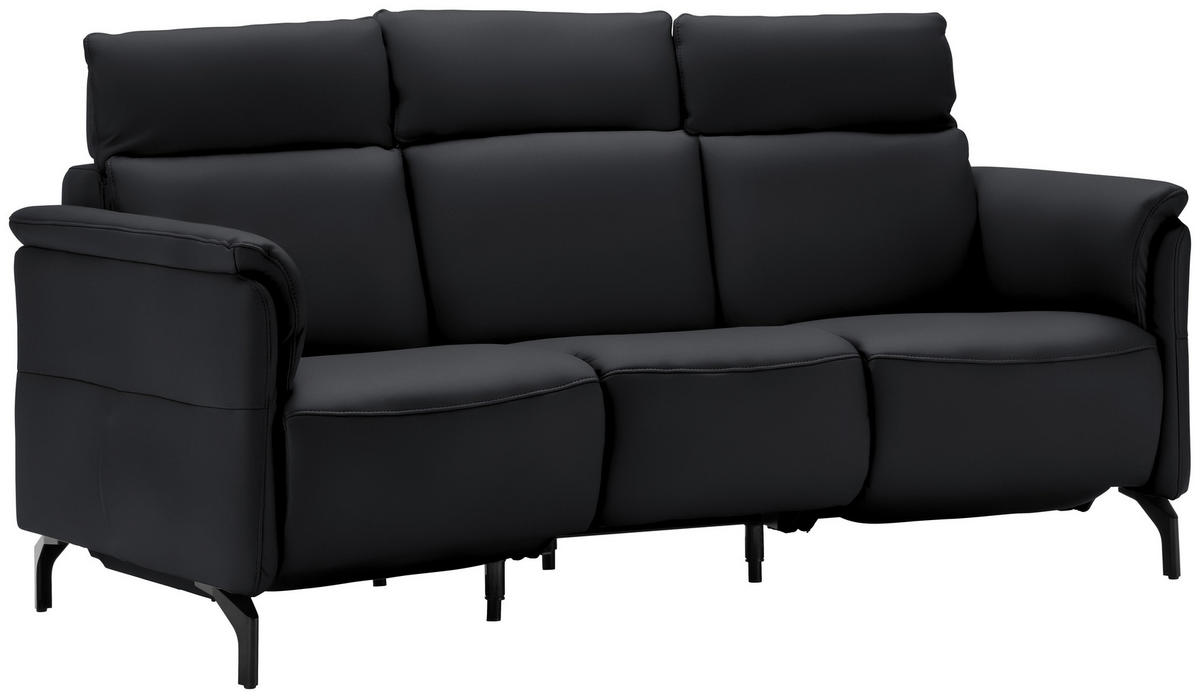 TRAPEZSOFA in Echtleder Anthrazit  - Anthrazit/Schwarz, Konventionell, Leder/Metall (221/103/95cm) - Dieter Knoll