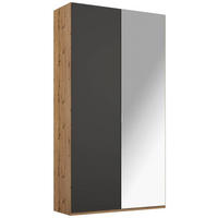 DREHTÜRENSCHRANK in Graphitfarben, Eichefarben  - Eichefarben/Alufarben, Trend, Glas/Holzwerkstoff (101/223/60cm) - Stylife