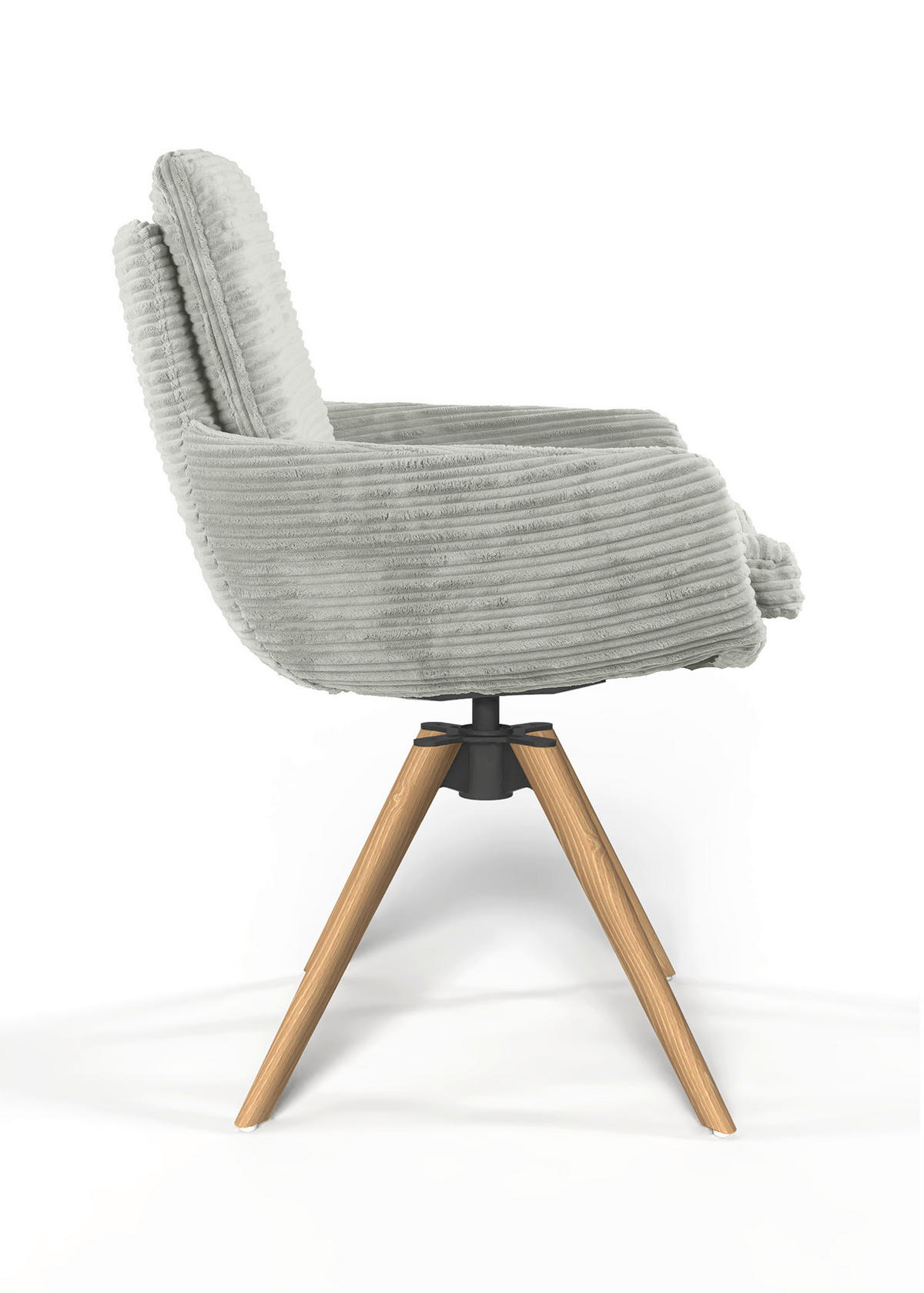 ARMLEHNSTUHL  Beinauswahl, Sitzfläche 360° drehbar, Stoff-/Lederauswahl gerippt  Naturfarben  - Eichefarben/Naturfarben, Design, Holz/Textil (60/91/62cm) - Valdera