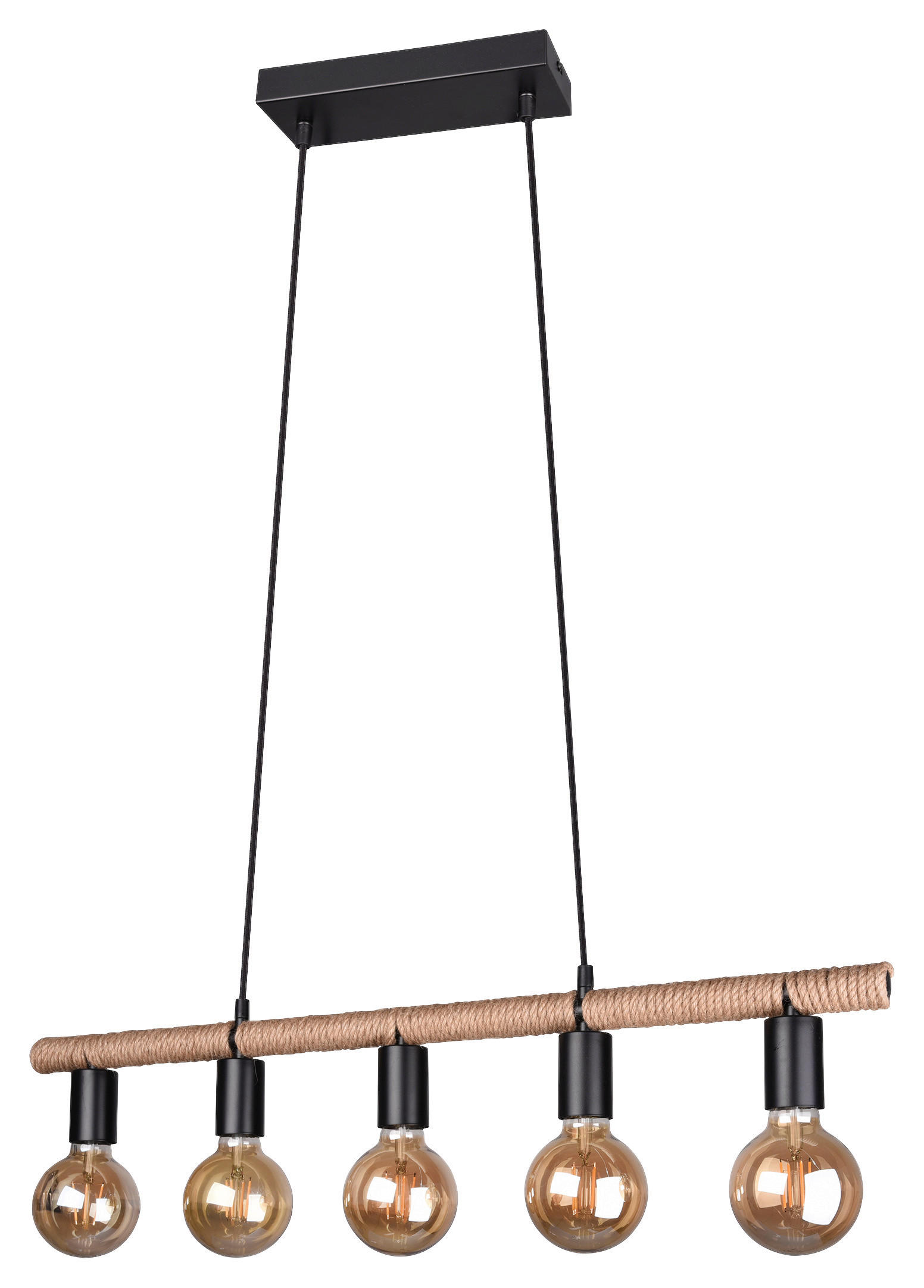 HÄNGELEUCHTE 80/150/9 cm   - Schwarz, Design, Metall (80/150/9cm) - P & B