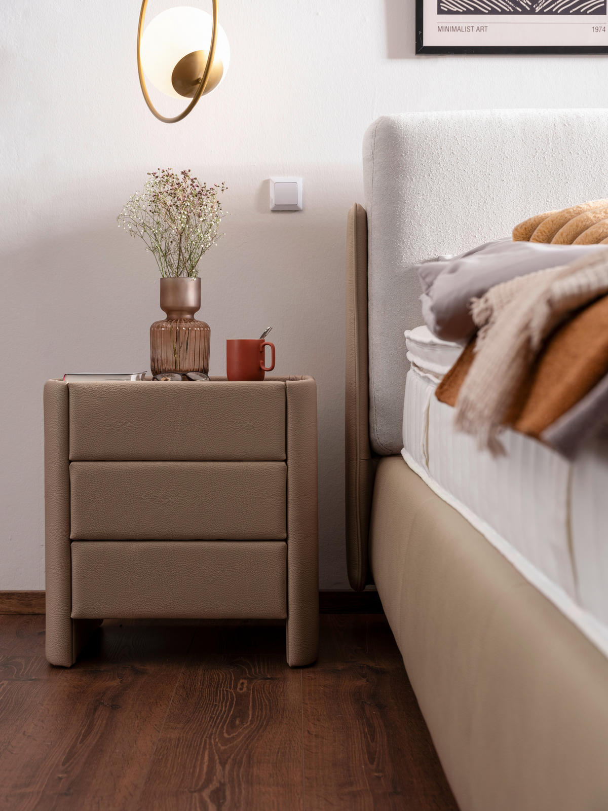 BOXSPRINGBETT 180/200 cm  in Hellgrau, Greige  - Greige/Hellgrau, Design, Textil/Metall (180/200cm) - Johann Jakob