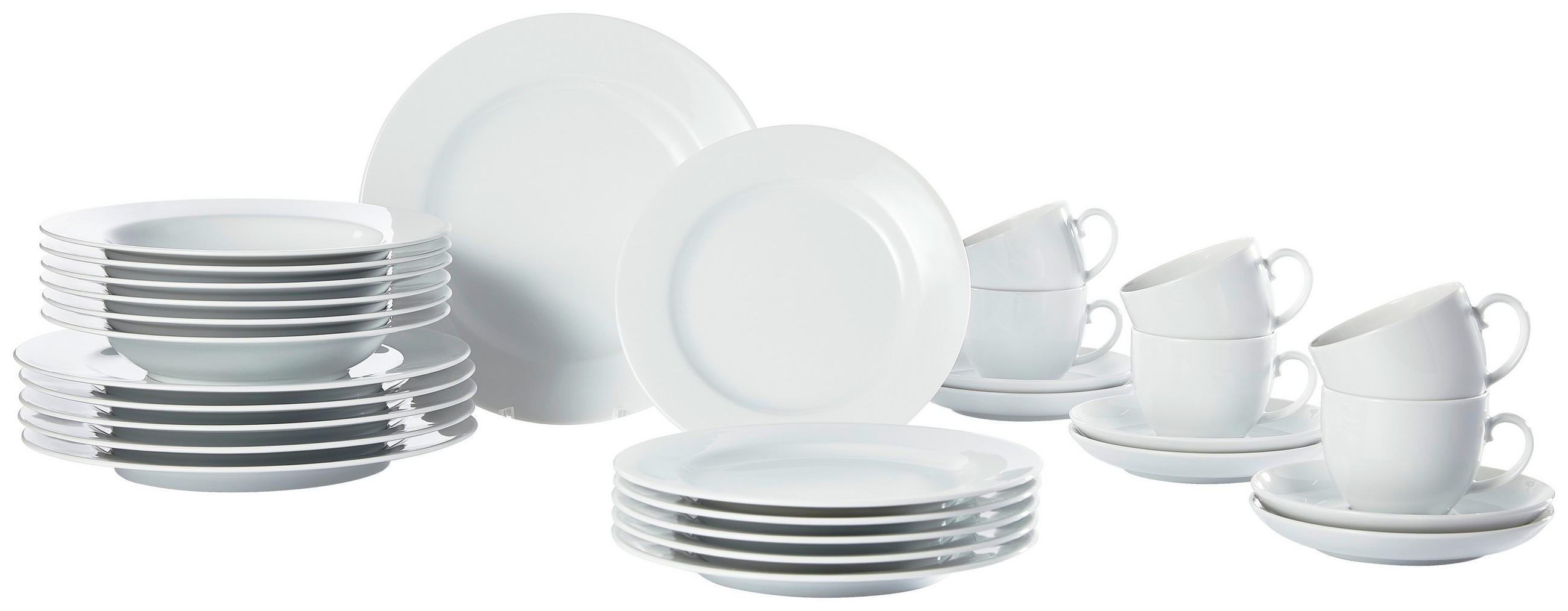 KOMBINOVANÁ SOUPRAVA, 30dílné, porcelán - bílá, Basics, keramika - Seltmann Weiden