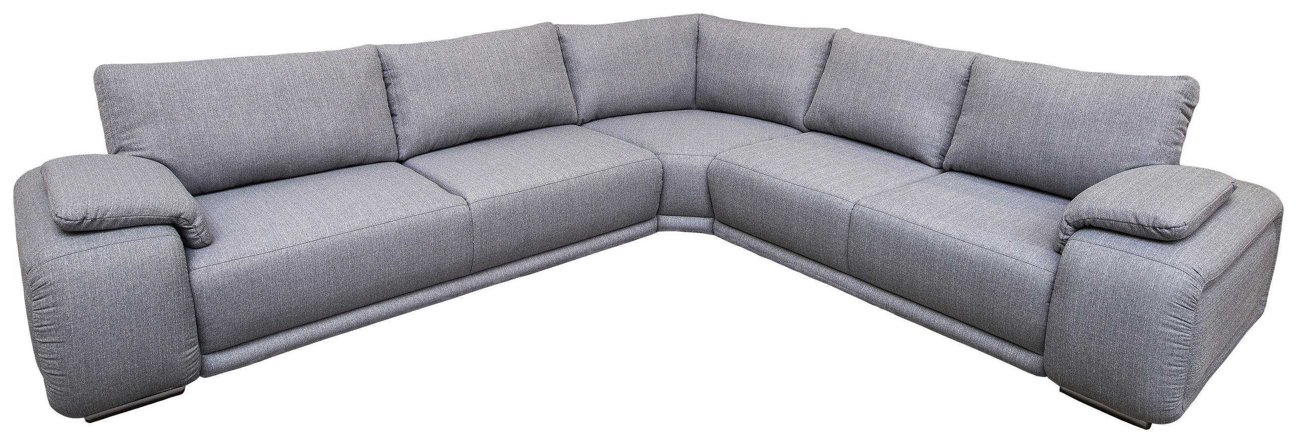 ECKSOFA Grau Struktur  - Chromfarben/Grau, KONVENTIONELL, Textil/Metall (280/310cm) - Carryhome