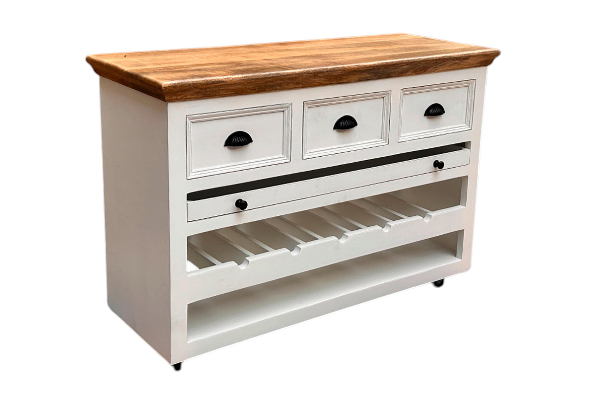 SERVIERWAGEN in Schwarz, Weiß, Honig  - Schwarz/Weiß, KONVENTIONELL, Holz/Holzwerkstoff (120/85/48cm) - MID.YOU