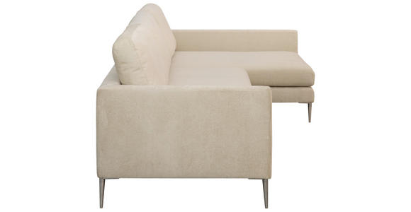 ECKSOFA Beige Chenille - Beige/Silberfarben, KONVENTIONELL, Textil/Metall (284/143cm) - Carryhome