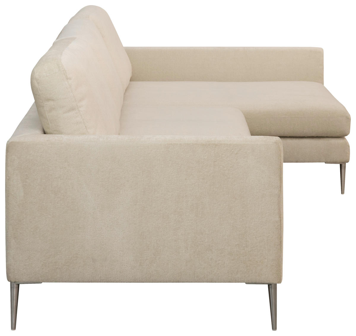 ECKSOFA Beige Chenille  - Beige/Silberfarben, KONVENTIONELL, Textil/Metall (284/143cm) - Carryhome